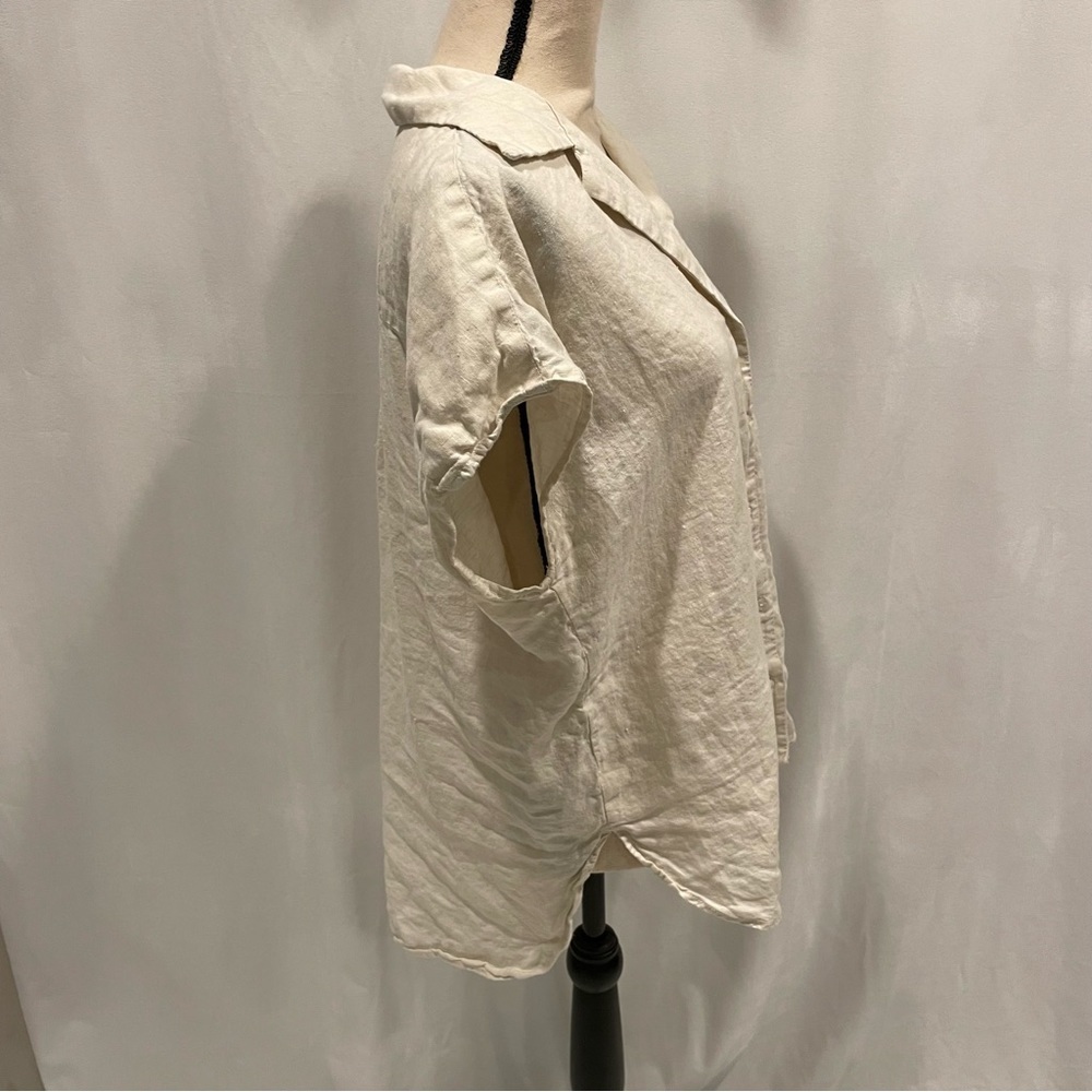 Banana Republic cream linen cap sleeve breezy button front oversized blouse - Picture 6 of 7